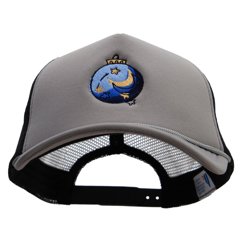 Christmas Decoration and Ball Embroidered Summer Foam Mesh Trucker Cap Grey Black One Size