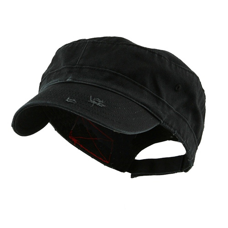 Enzyme Frayed Solid Army Caps Black One Size