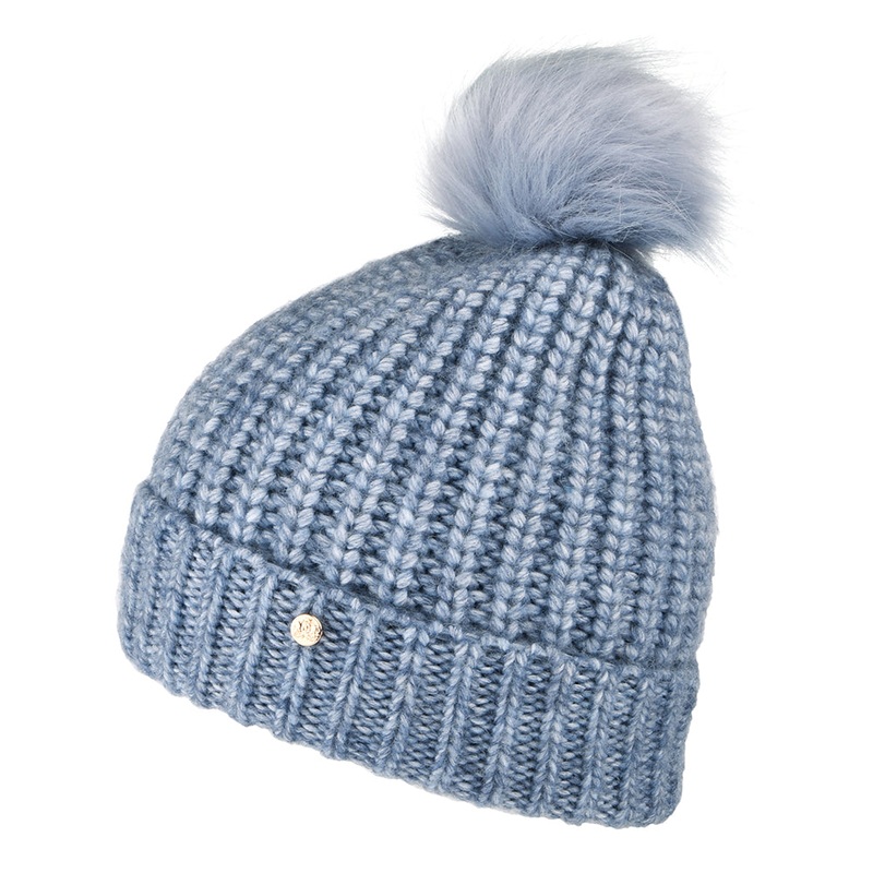 Failsworth Hats Lily Faux Fur Pom Bobble Hat – Blue 1-Size