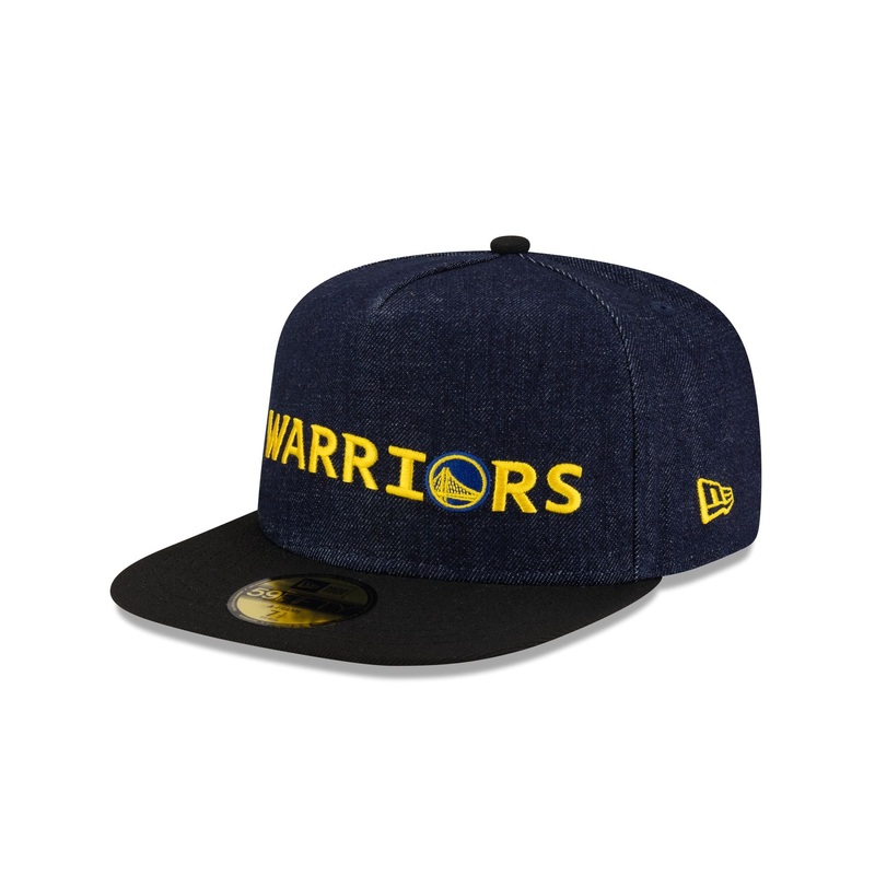 Golden State Warriors Navy Denim 59FIFTY A-Frame Fitted Hat 7