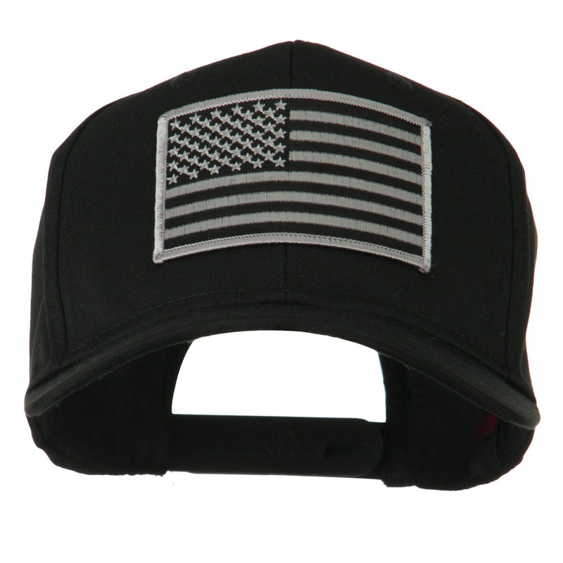 Grey American Flag Patched High Profile Cap Black One Size