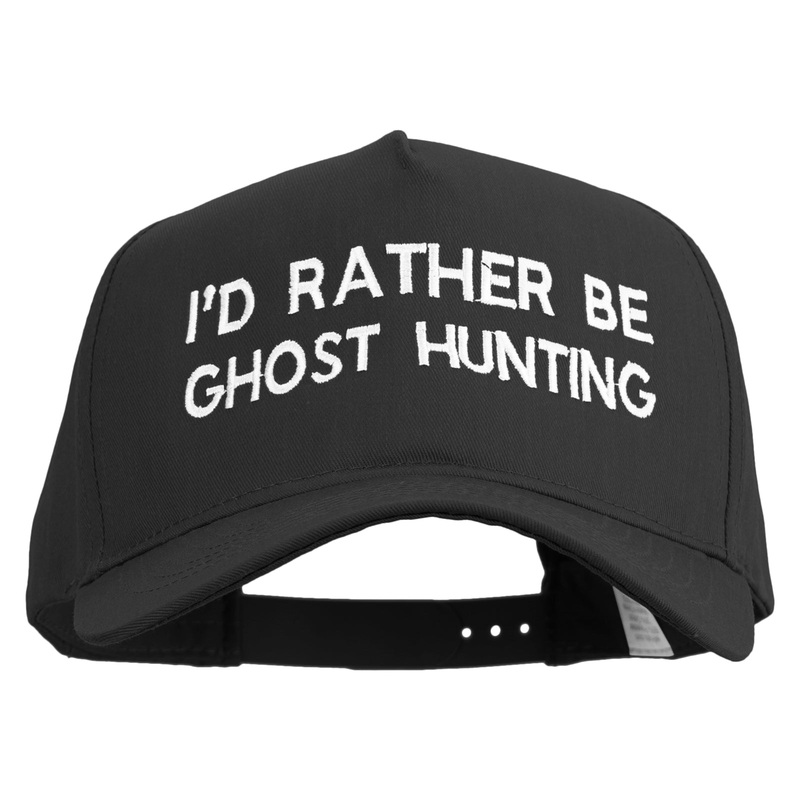 I’D Rather Be Ghost Hunting Embroidered Big Size Solid Cotton Twill 5 Panel high profile Prostyle Snap Cap Black One Size