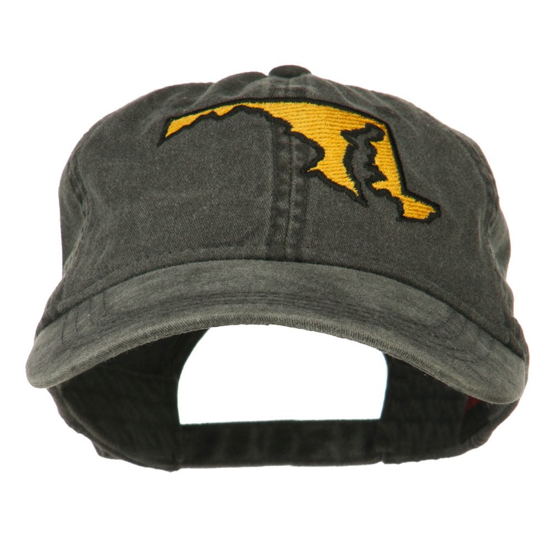 Maryland State Map Embroidered Washed Cap Black One Size