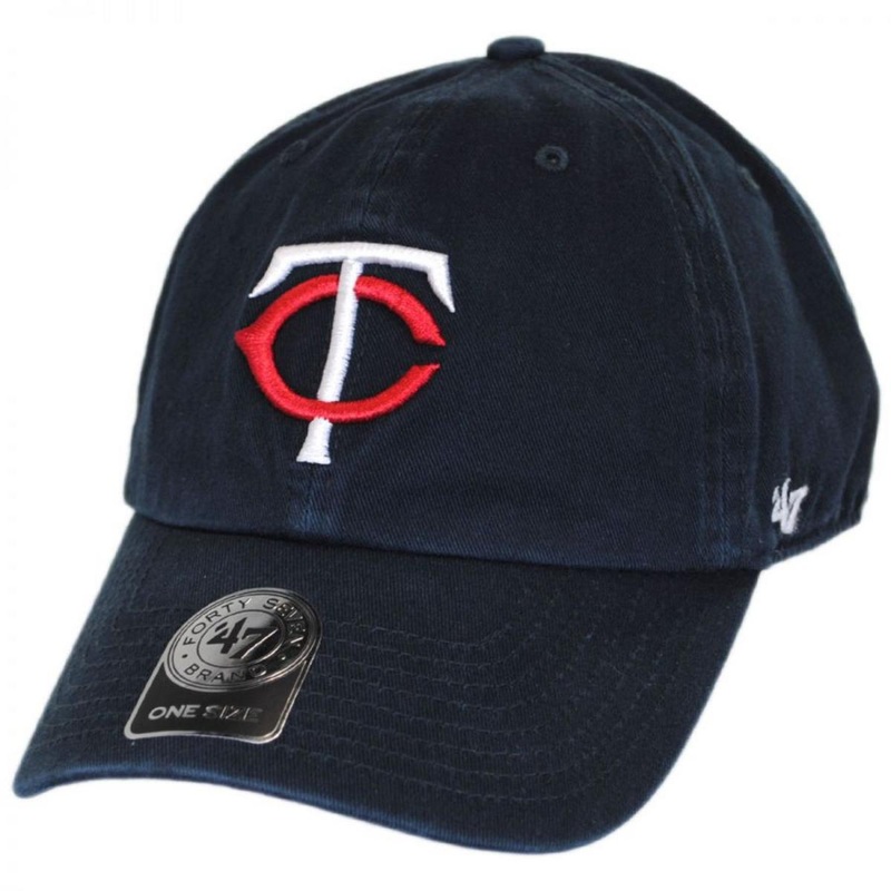 Minnesota Twins MLB Clean Up Strapback Baseball Cap Dad Hat NAVY/RED ADJUSTABLE