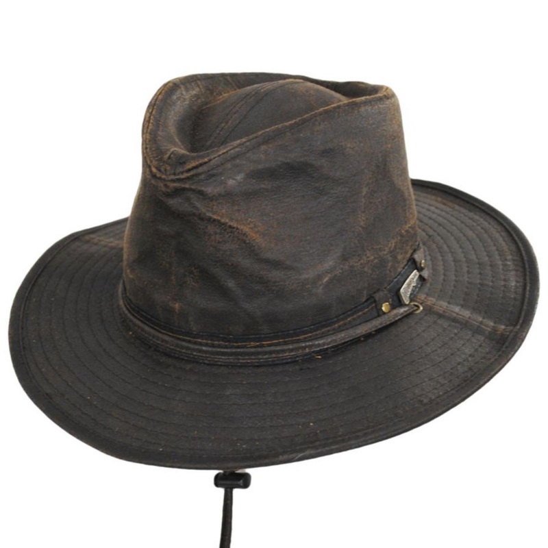 Officially Licensed Weathered Cotton Outback Hat DARK BROWN S/M