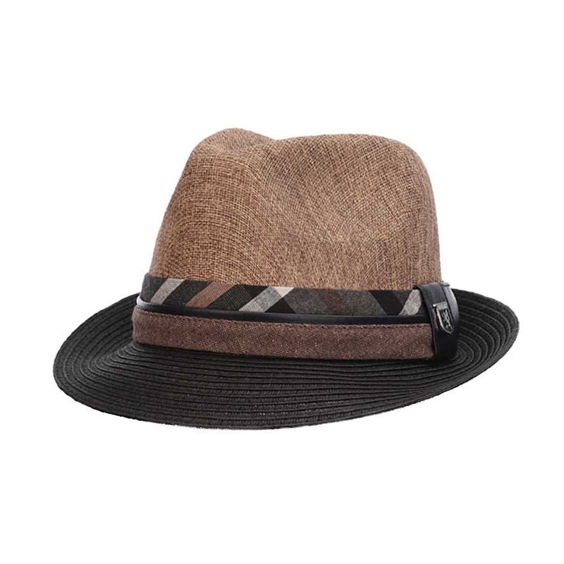 Reeded Fabric Crown Snap Brim Fedora – Stacy Adams Hats Brown Large (59 cm)