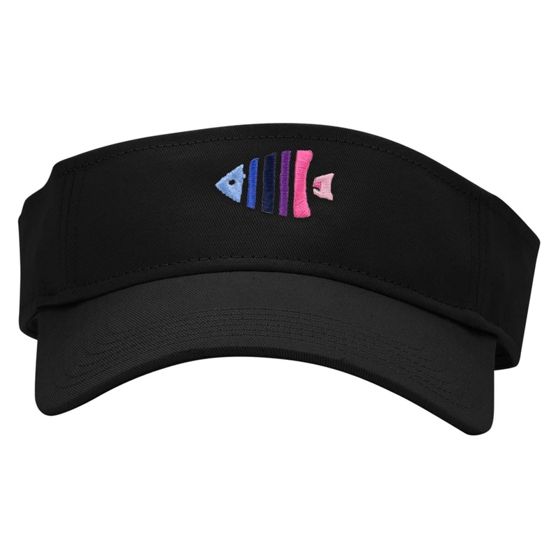 Sea Fish Embroidered Cotton Twill Sun Visor Black One Size