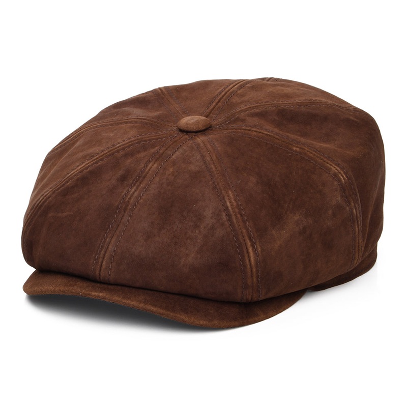 Stetson Hats Hatteras Distressed Leather Newsboy Cap – Cognac S