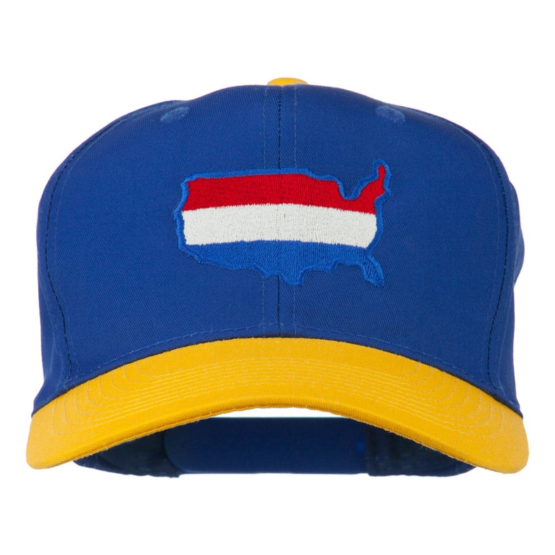 United States Map Embroidered Cap Gold Royal One Size