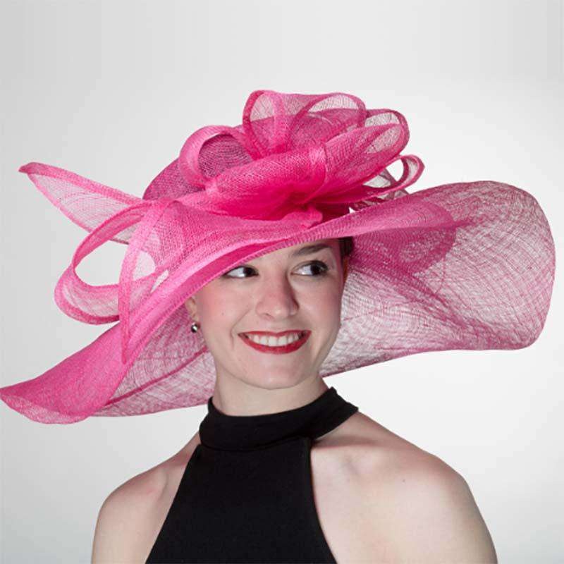Wrapped Bow Wide Brim Sinamay Dress Hat – KaKyCO Fuchsia