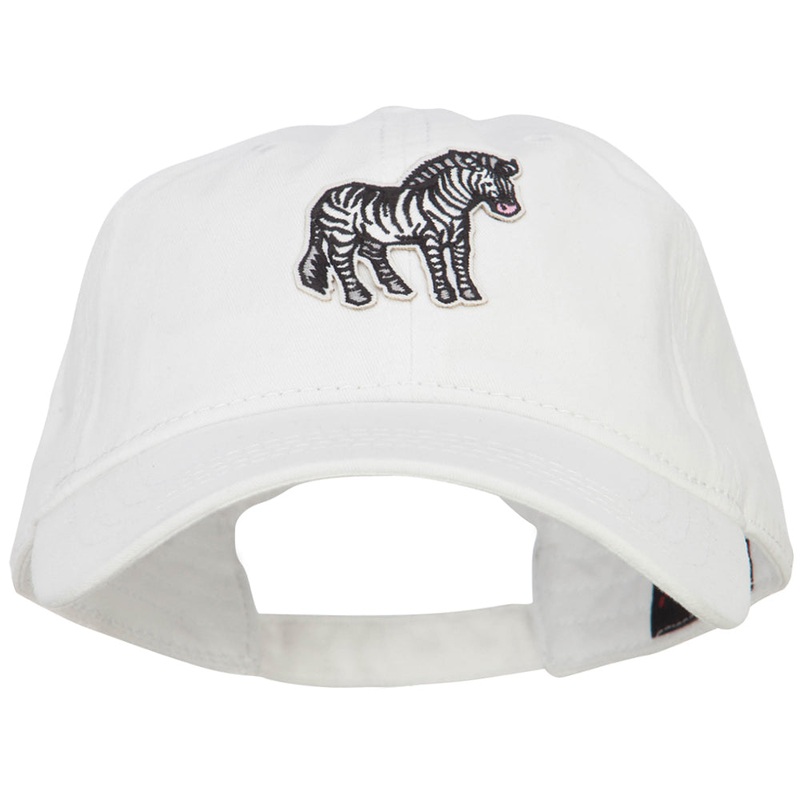 Zebra Wild Animal Patched Washed Cotton Twill Cap White One Size