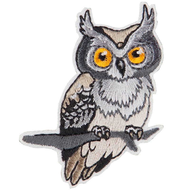 Bird Embroidered Patch Grey One Size