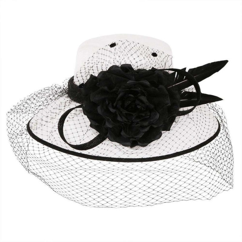 Black and White Tiffany Sinamay Dress Hat White