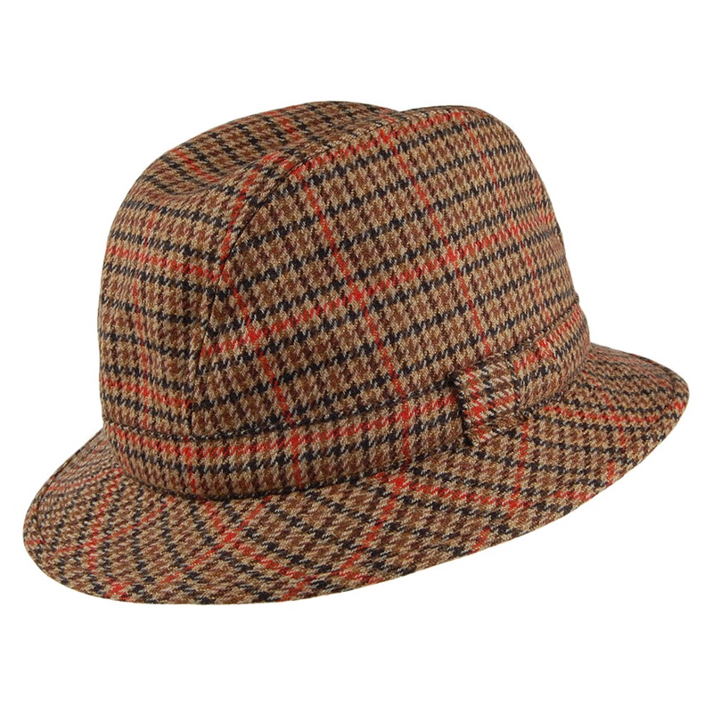City Sport Rollable Houndstooth Cashmere Trilby Hat – Brown Multi 55