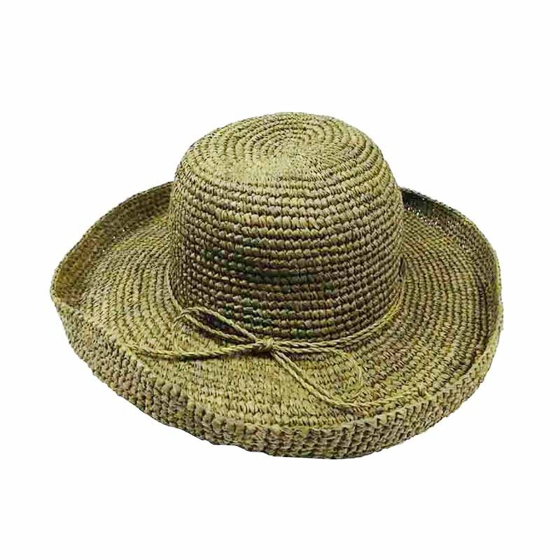Crocheted Up Turned Brim Straw Hat – Tropical Trends Sage