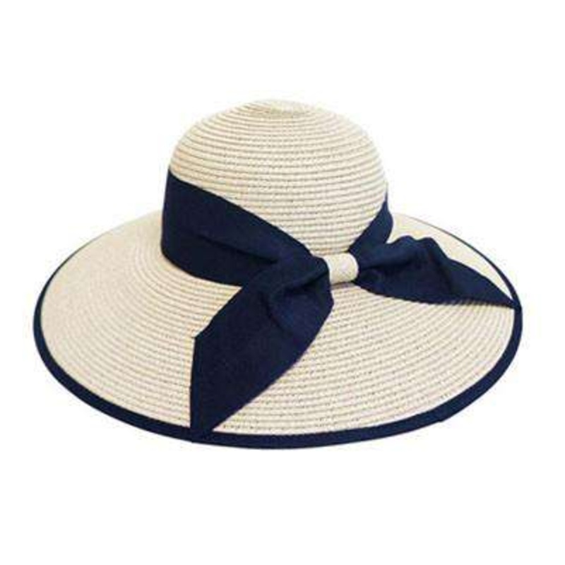 Double Ribbon Bow Sun Hat Black Medium (57 cm)