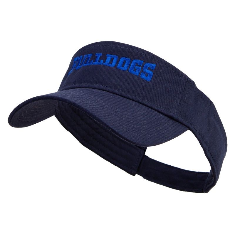 Football Bulldog Logo Embroidered Cotton Twill Sun Visor Navy One Size