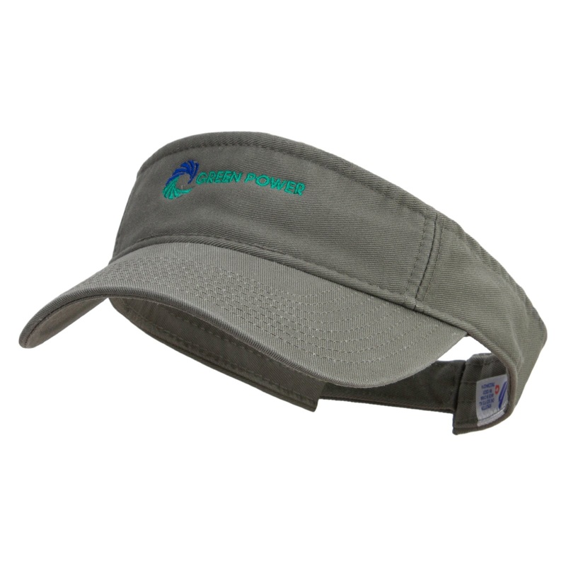 Green Power Embroidered Pro Style Cotton Twill Washed Visor Olive One Size