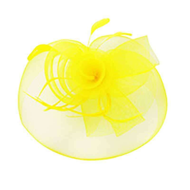 Mesh Veil Loopy Flower Fascinator Yellow