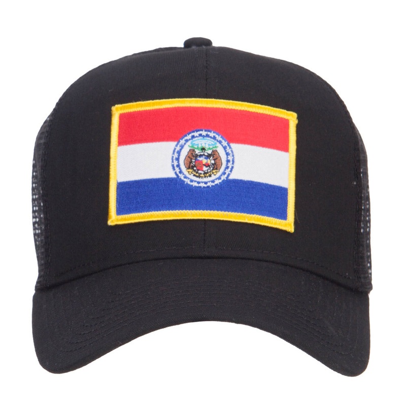 Missouri State Flag Patched Mesh Cap Black One Size