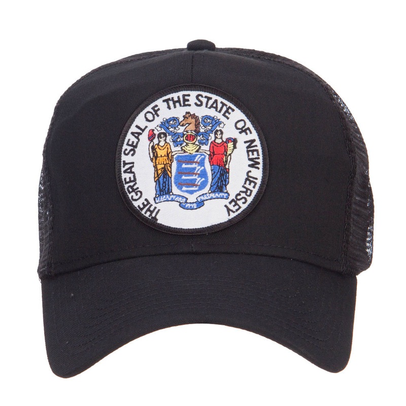 New Jersey State Seal Patched Mesh Cap Black One Size