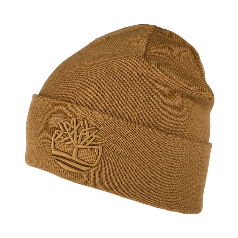 Timberland Hats Tonal 3D Embroidery Recycled Beanie Hat – Wheat 1-Size