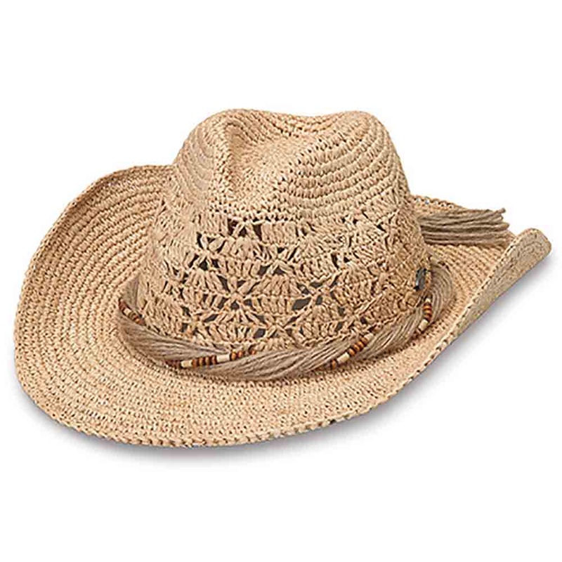 Tina Crochet Raffia Cowboy Hat – Wallaroo Hats Natural M/L (58 cm)