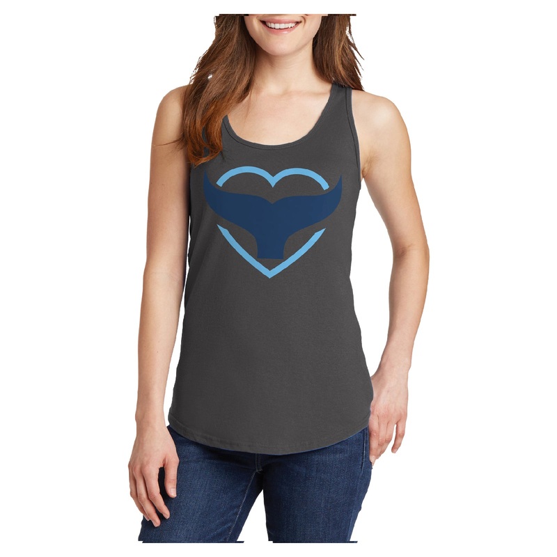 Whale Tail Heart Ladies Core Cotton Tank Top Charcoal XS