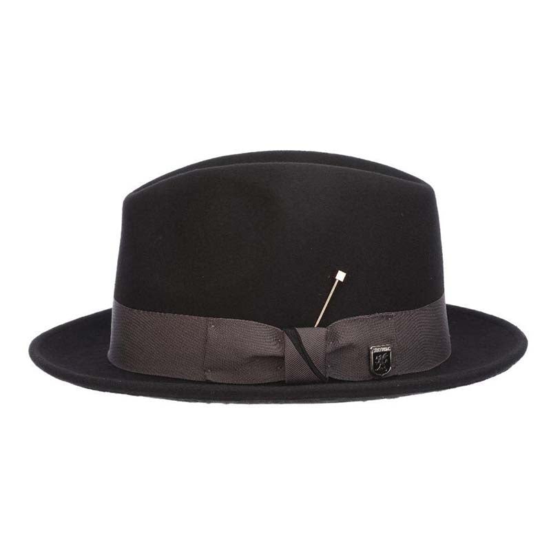 Wool Felt Fedora Hat with Jaquard Underbrim – Stacy Adams Winter Hat Black Medium (22.25″)