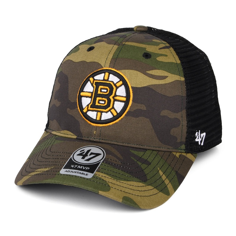 47 Brand Boston Bruins Trucker Cap – NHL Camo Branson MVP – Camouflage Adjustable