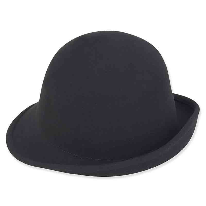 Adora Wool Hat – Shapeable Brim Wool Felt Cloche Black