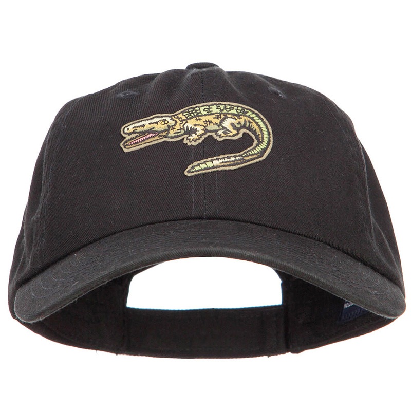 Alligator Wild Animal Patched Low Profile Cotton Cap Black One Size