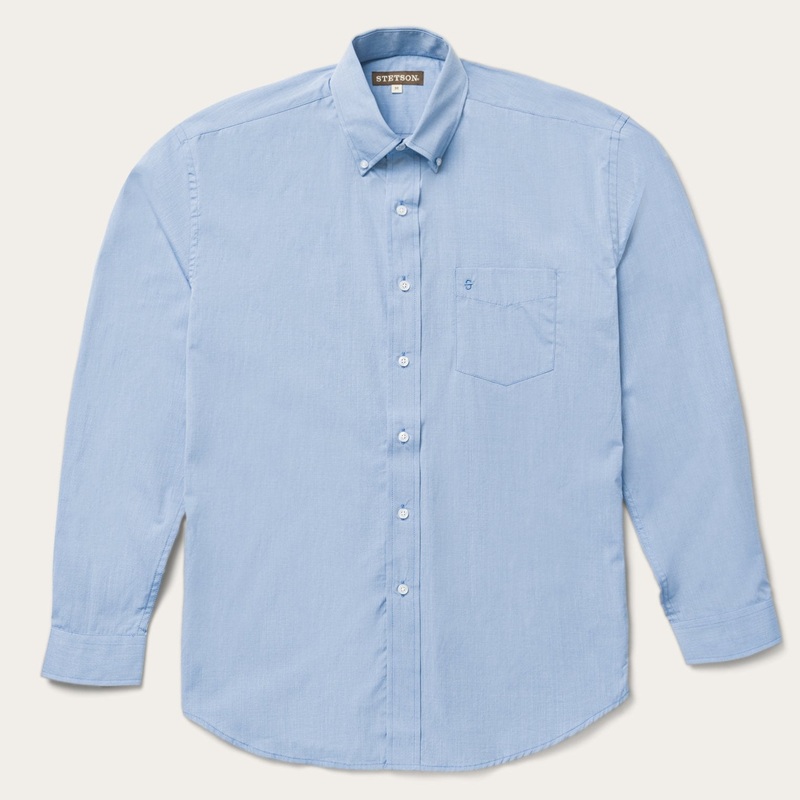 Blue Solid One-Pocket Snap-Front Shirt Blue S