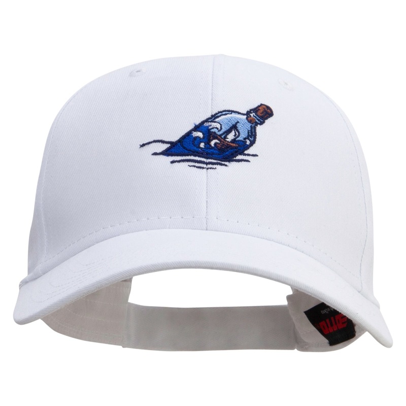 Boat In Bottle Embroidered Low Profile Structured Cap White One Size