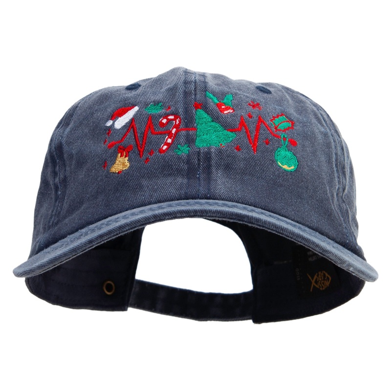 Christmas Decorations with Eletocardiography Cotton Twill Premium Pigment Dyed Cap Navy One Size