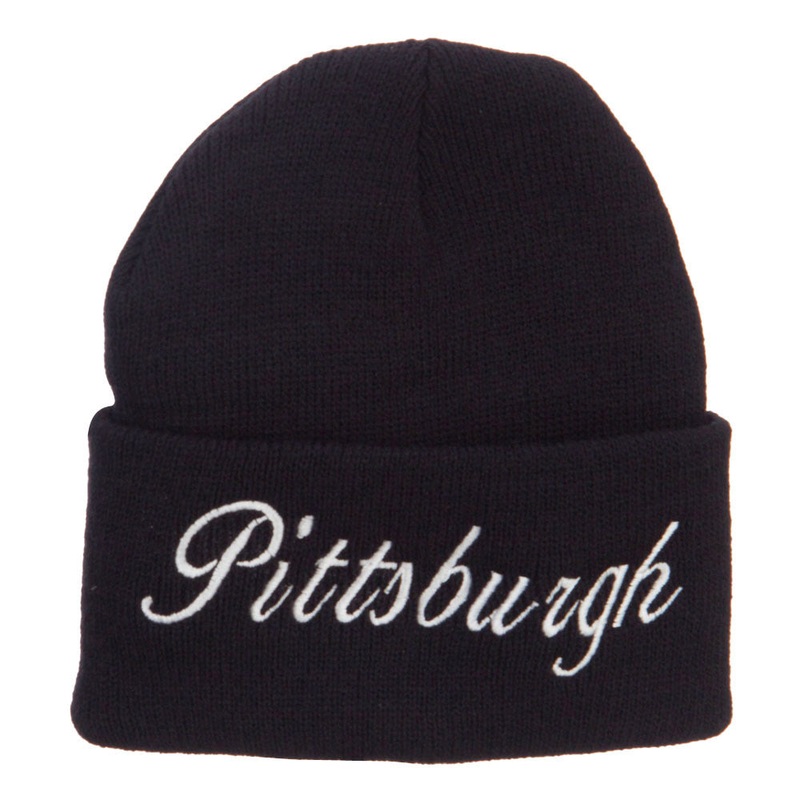 City of Pittsburgh Embroidered Long Beanie Black One Size