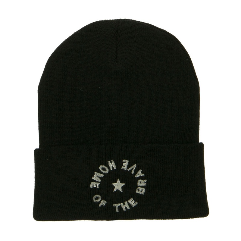 Home of the Brave Embroidered Long Beanie Black One Size