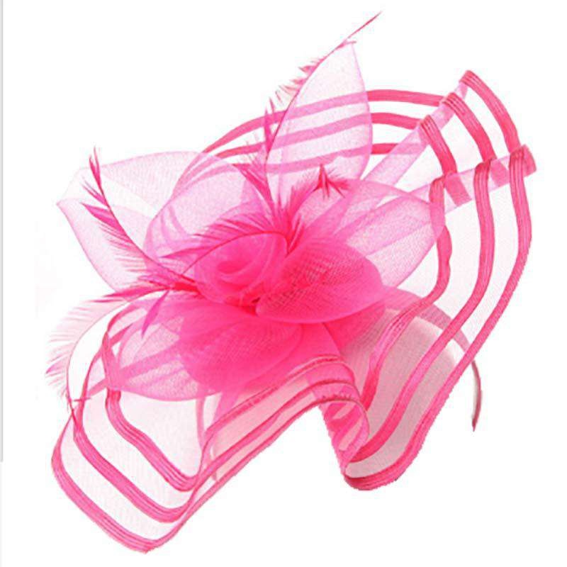 Large Ribbon Trimmed Fascinator Hot Pink