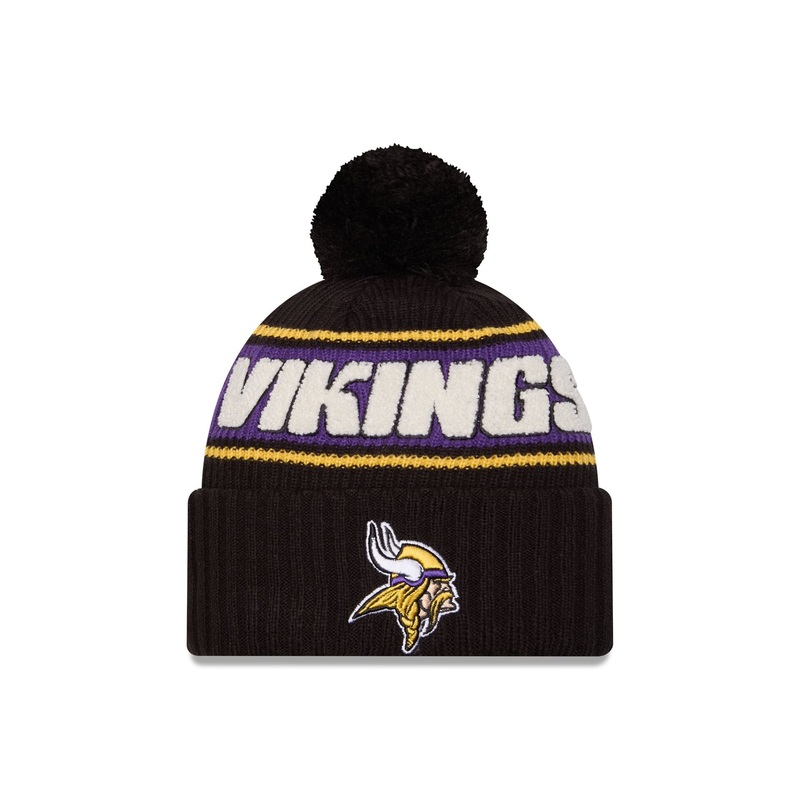 Minnesota Vikings 2024 Cold Weather Black Pom Knit Hat One Size