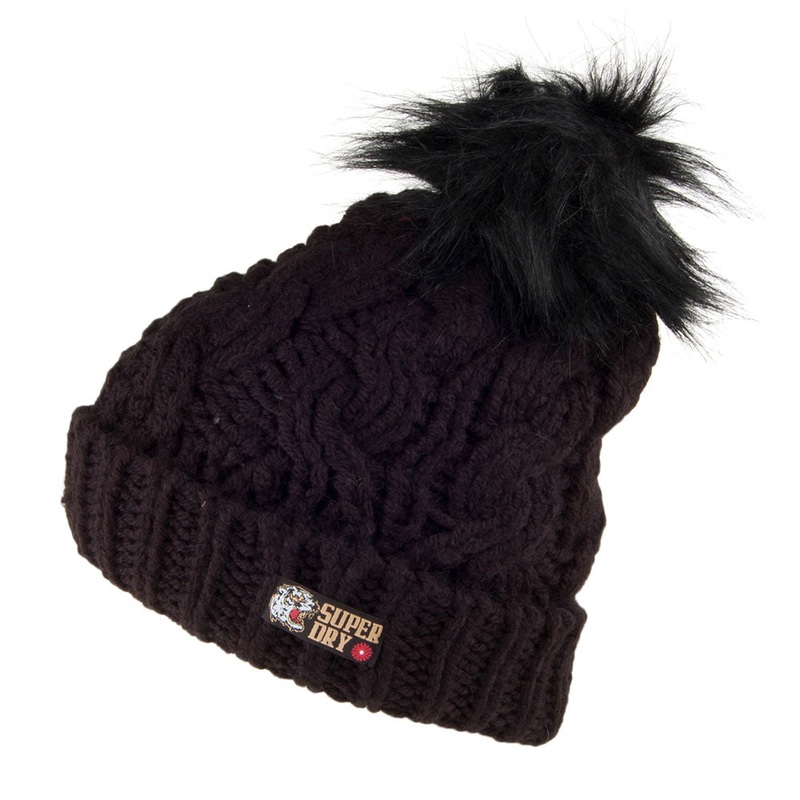Superdry Chic Regal Bobble Hat – Black 1-Size