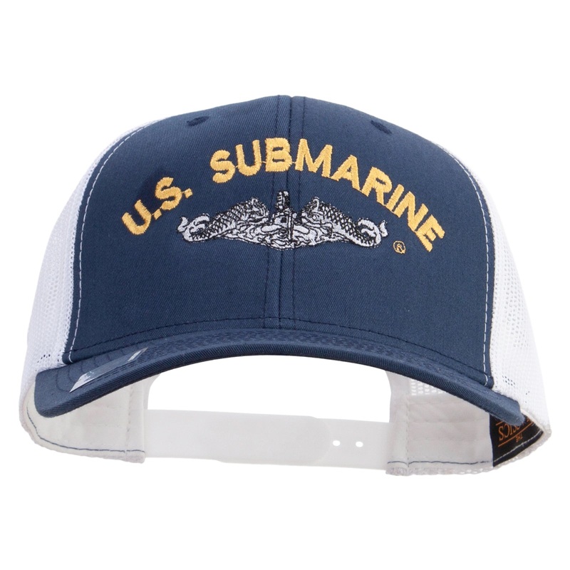 US Submarine Logo Embroidered Contrast Trucker Cap Navy White One Size