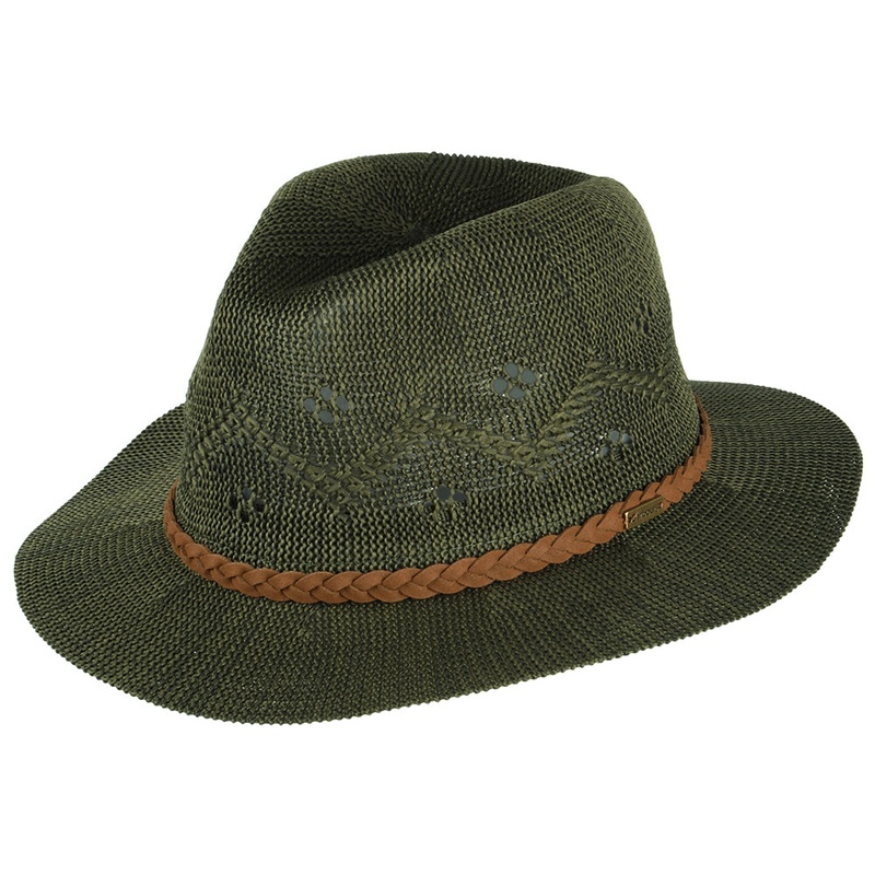Barbour Hats Flowerdale Crochet Fedora Hat – Olive S