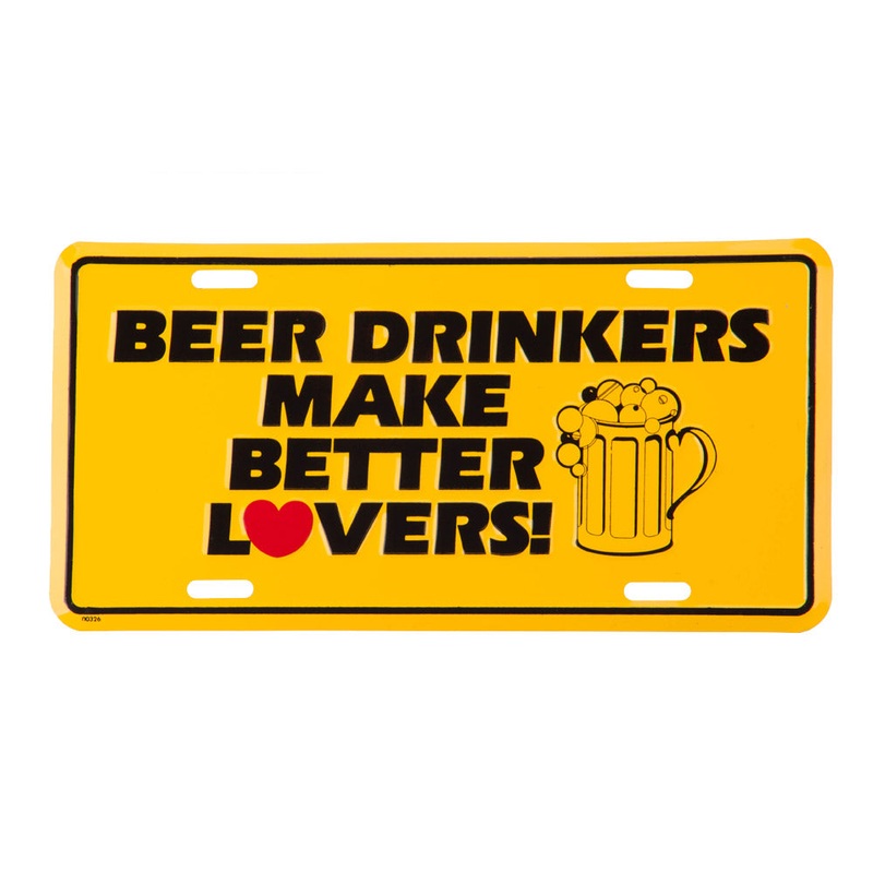 Beer Drinkers 3D License Plate Yellow One Size