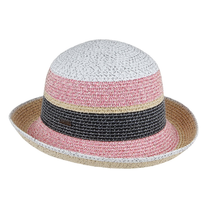 Betmar Hats Catherine Stripe Sun Hat – Natural-Pink 1-Size