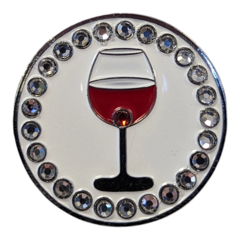Bling Wine Glass | Magnetic Hat Pin Red