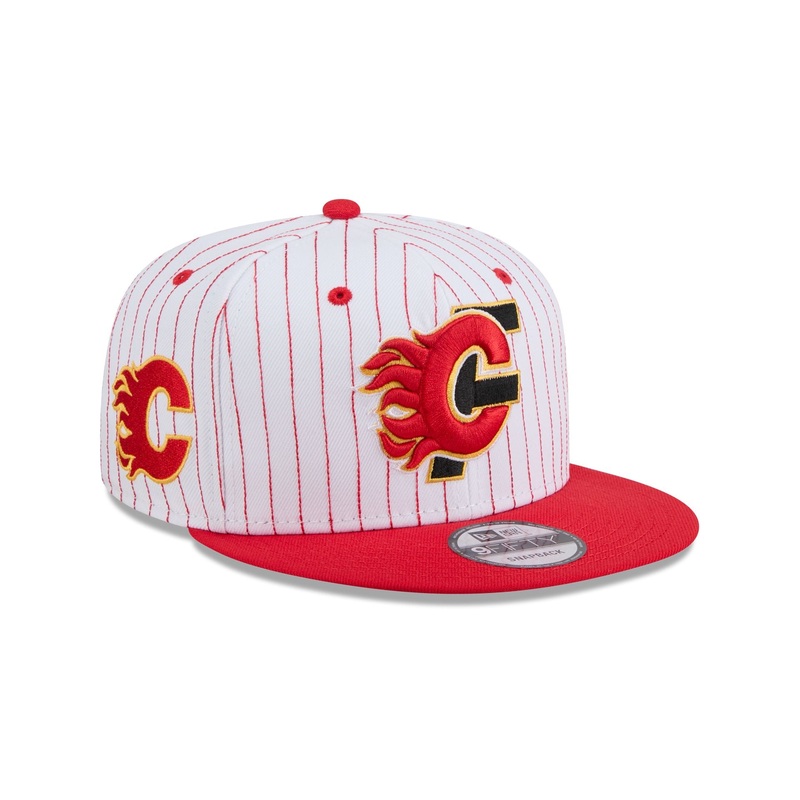 Calgary Flames Deceptor Pinstripe 9FIFTY Snapback Hat One Size