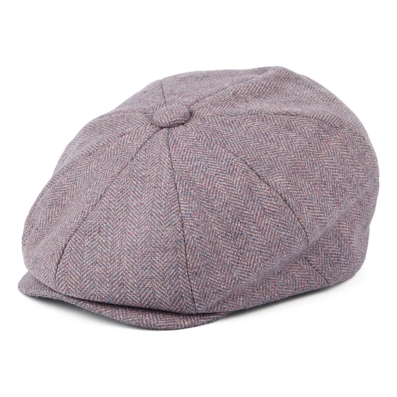 Christys Hats Lovat Teviot Tweed 8 Piece Newsboy Cap – Light Purple 55