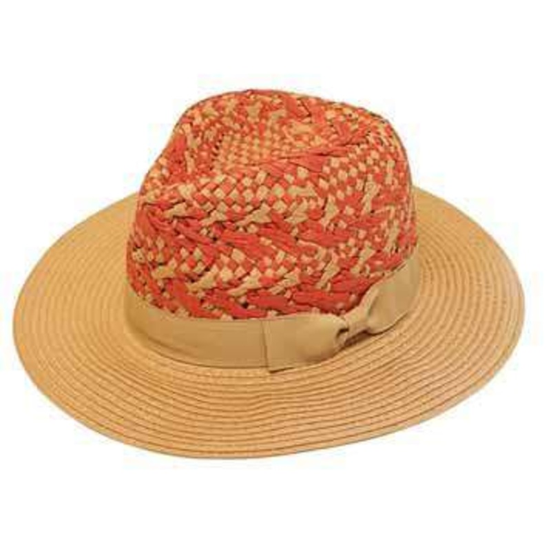 Chunky Handwoven Straw Panama Hat Red