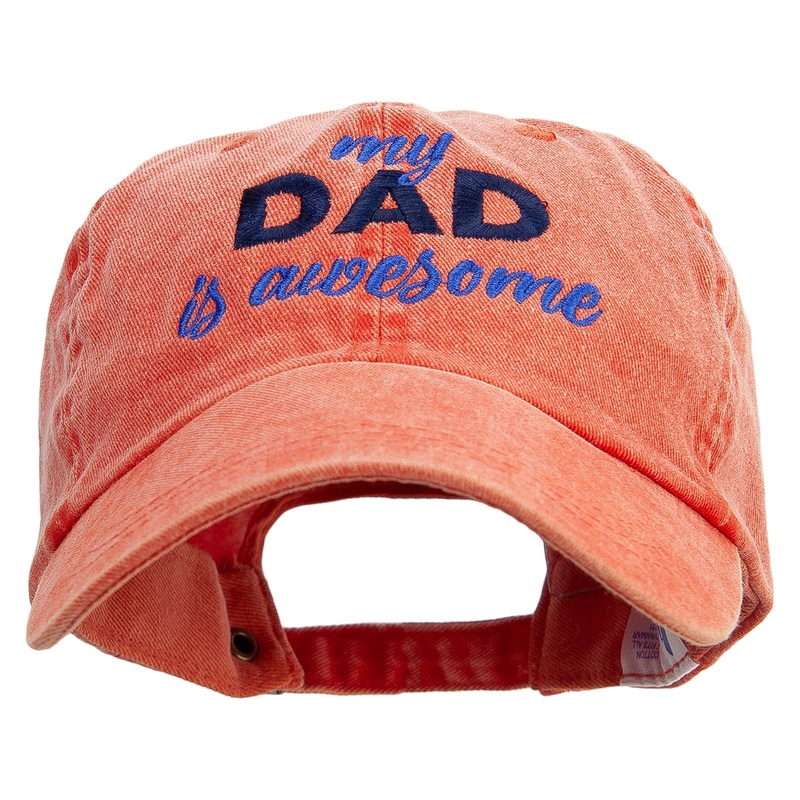 Dad is Awsome Embroidered Pigment Dyed Wash Cap Orange One Size