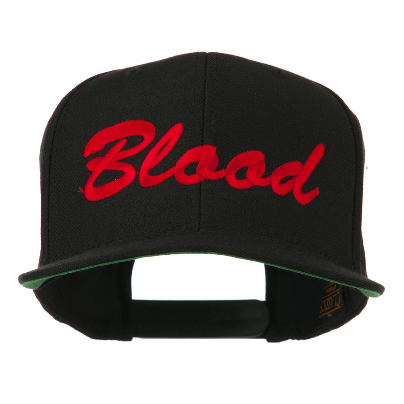 Flat Bill Hip Hop Casual Blood Embroidered Cap Black One Size